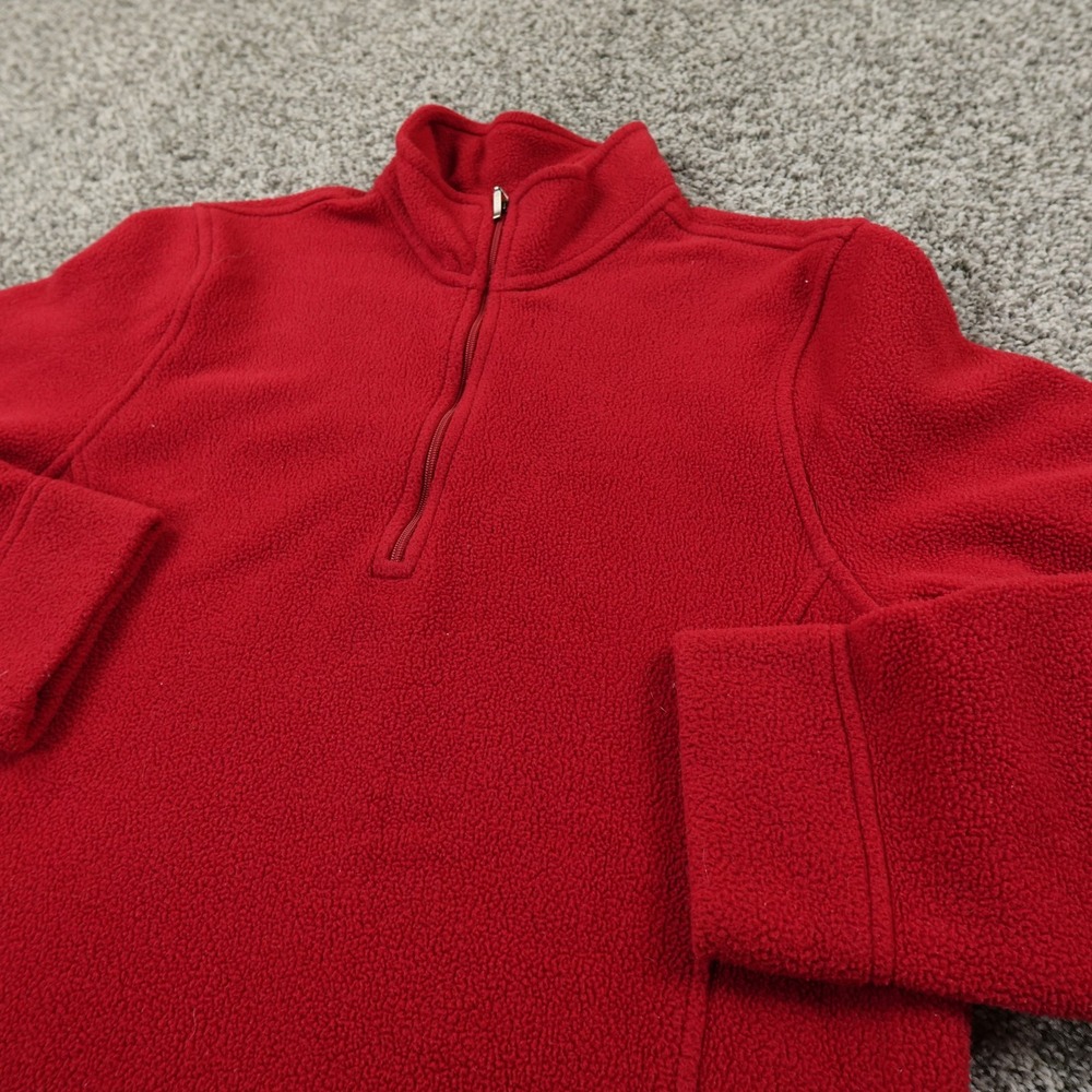 VTG LL Bean Sweater Mens M Red Polartec Pullover Fleece Zip Outdoors Warm Hiking